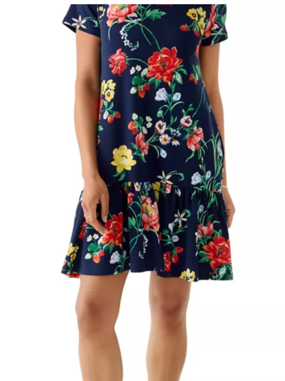 crown & ivy Navy Floral Drop-Waist dress. NWT. Retail 59.50